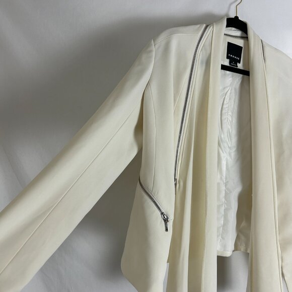 Trouve Blazer w Removable Zipper Scarf Cream M - Picture 2 of 5
